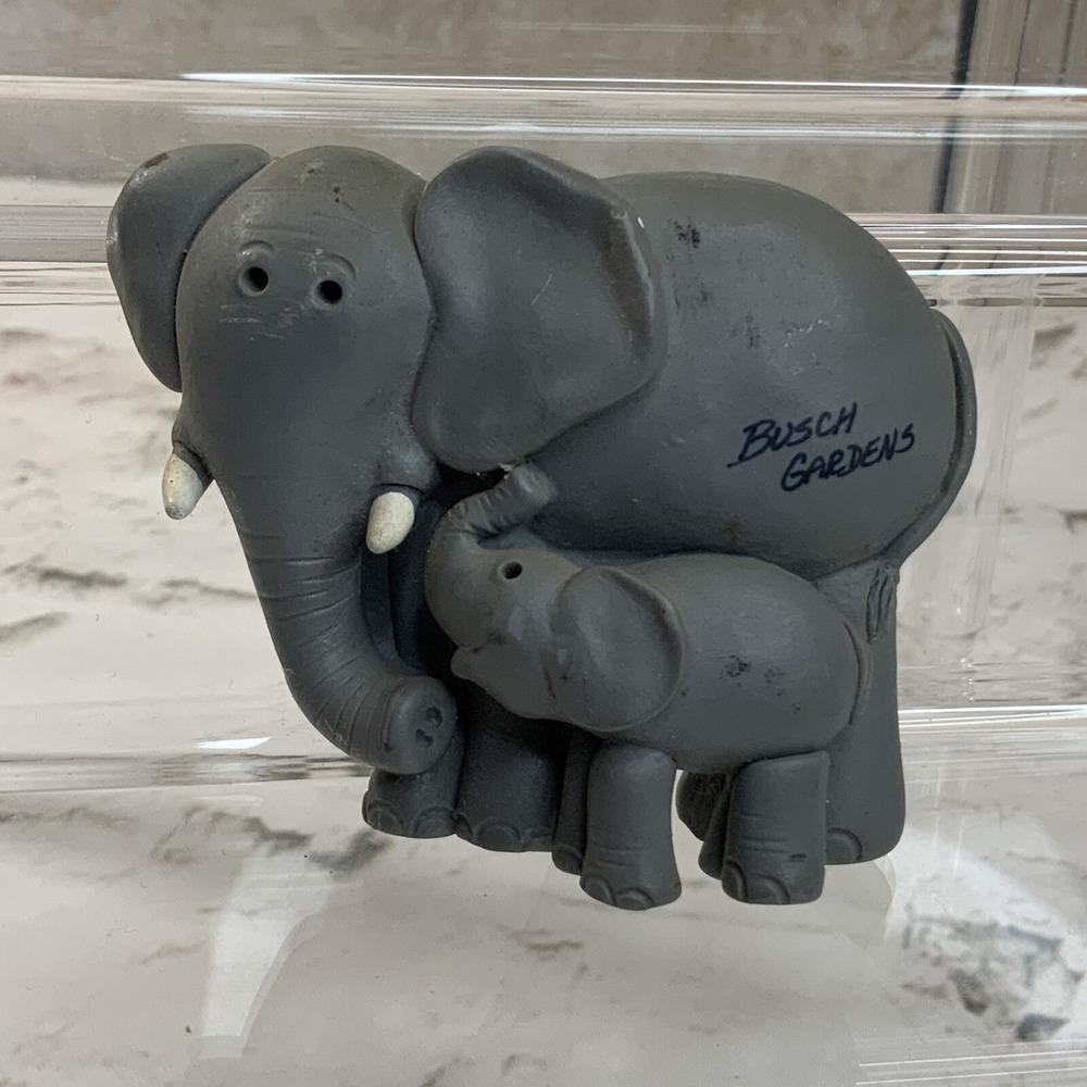 Clay‎ Critters Inc. Busch Gardens Refrigerator Magnet Clay Elephant Mom Baby